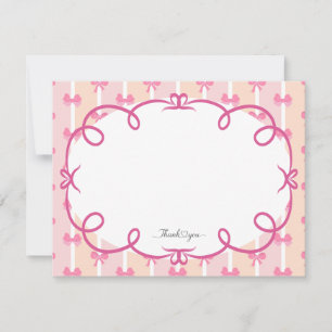 Pink Ribbon and Stripes Thank You  Card