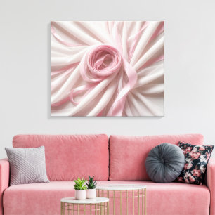 Pink Ribbon and Tulle Abstract Canvas Print