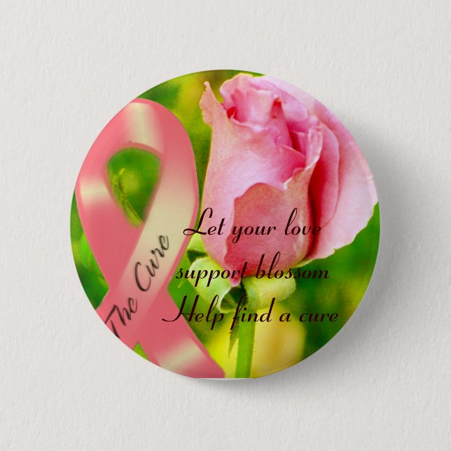 Pink Ribbon and Your Help_ 2 Inch Round Button (Front)
