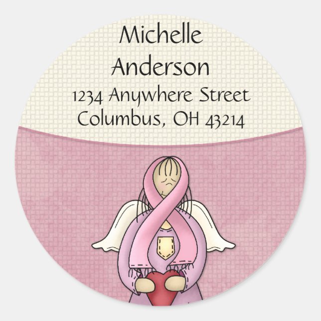 Pink Ribbon Angel D1 Return Address Labels (Front)