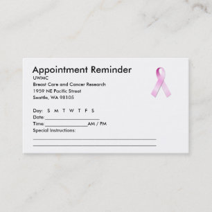 Pink Ribbon Appointment Reminder Card