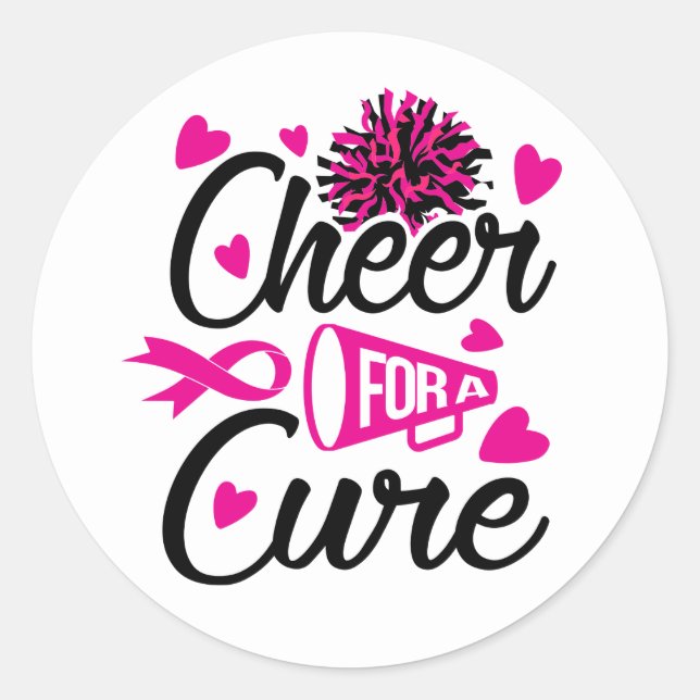 Pink Ribbon Awareness Breast Cancer Classic Round Sticker (Front)