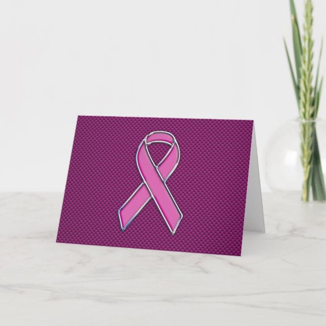 Pink Ribbon Awareness Carbon Fibre Decor Card (Front)