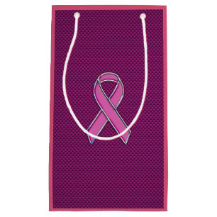 Pink Ribbon Awareness Carbon Fibre Small Gift Bag