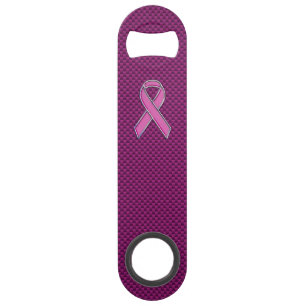Pink Ribbon Awareness Fuchsia Carbon Fibre Bar Key
