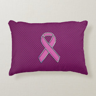 Pink Ribbon Awareness Fuchsia Carbon Fibre Decorative Pillow