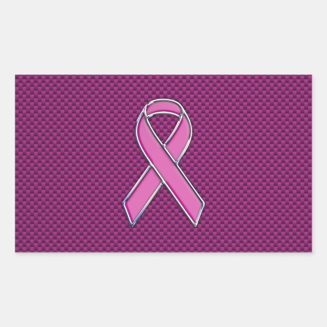 Pink Ribbon Awareness Fuchsia Carbon Fibre Sticker (Front)