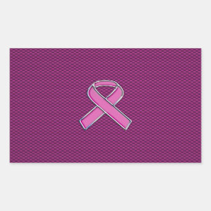 Pink Ribbon Awareness Fuchsia Carbon Fibre Sticker