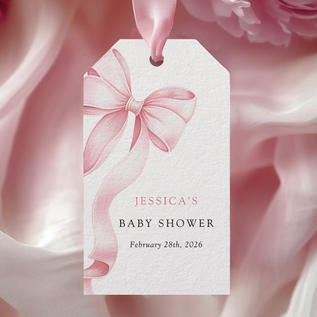 Pink Ribbon Baby Shower Favour Tags (Creator Uploaded)