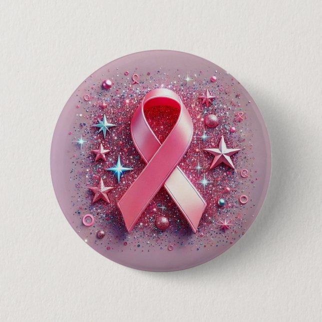 Pink ribbon badges! 2 inch round button (Front)