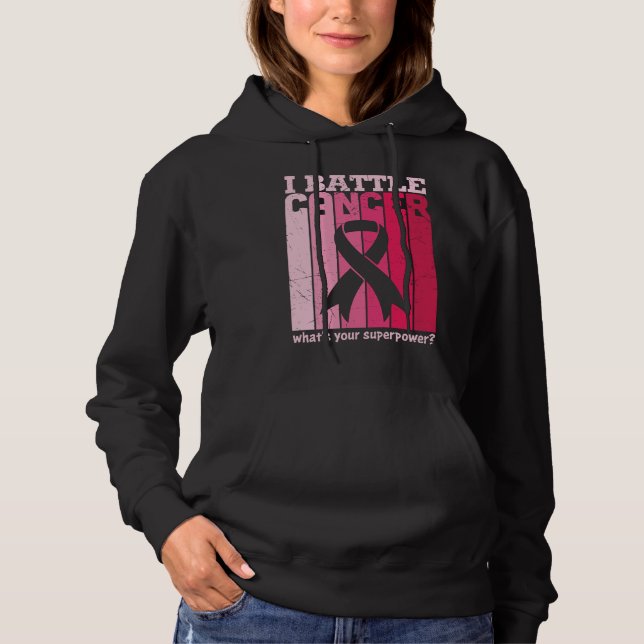 Pink Ribbon Battle Cancer Survivor Support Warrior Hoodie (Front)