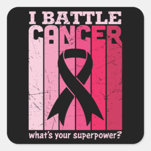 Pink Ribbon Battle Cancer Survivor Support Warrior Square Sticker
