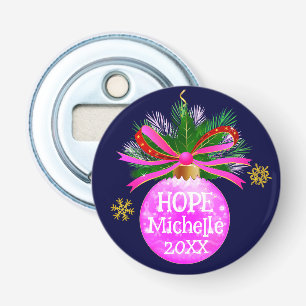 Pink Ribbon Bauble Bottle Opener