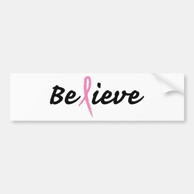 Pink Ribbon: Believe Bumper Sticker (Front)