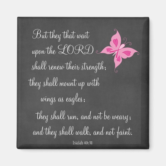 Pink Ribbon Bible Verset Magnet (Devant)