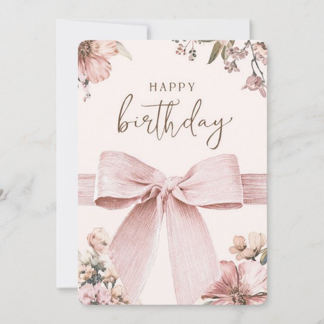 Pink Ribbon Birthday Card (Front)