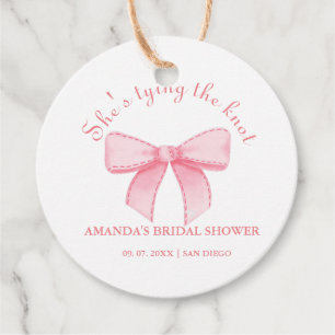 Pink  Ribbon Blush Bridal Shower Favour Tags