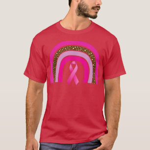 Pink Ribbon Boho Rainbow Breast Cancer Awareness M T-Shirt