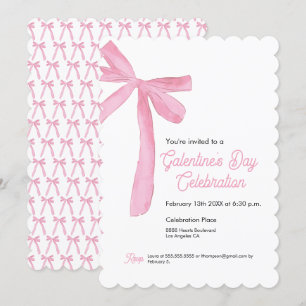 Pink Ribbon Bow Girly modern Galentine's day Invitation