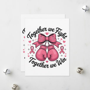 Pink Ribbon Boxing Gloves Breast Cancer Awareness Holiday Card