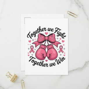 Pink Ribbon Boxing Gloves Breast Cancer Awareness Invitation Postcard