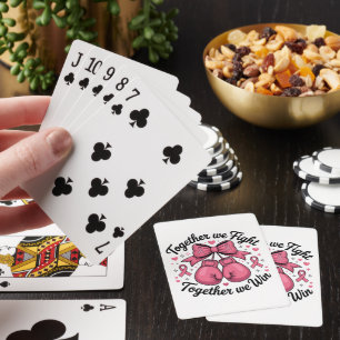 Pink Ribbon Boxing Gloves Breast Cancer Awareness Playing Cards