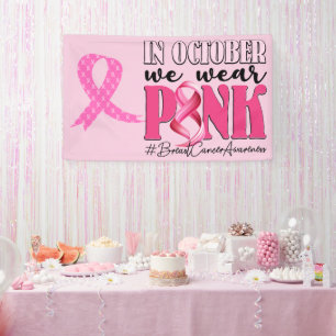 Pink Ribbon Breast Awareness Brave and strong  Banner