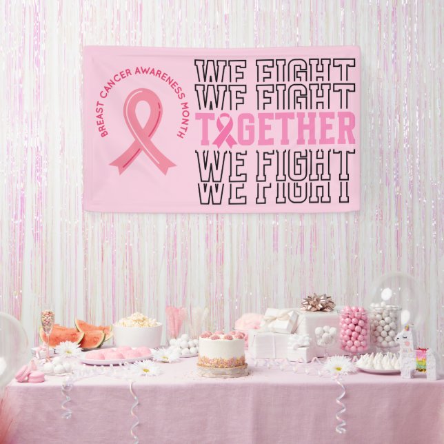 Pink Ribbon Breast Awareness Brave and strong  Banner (Party)