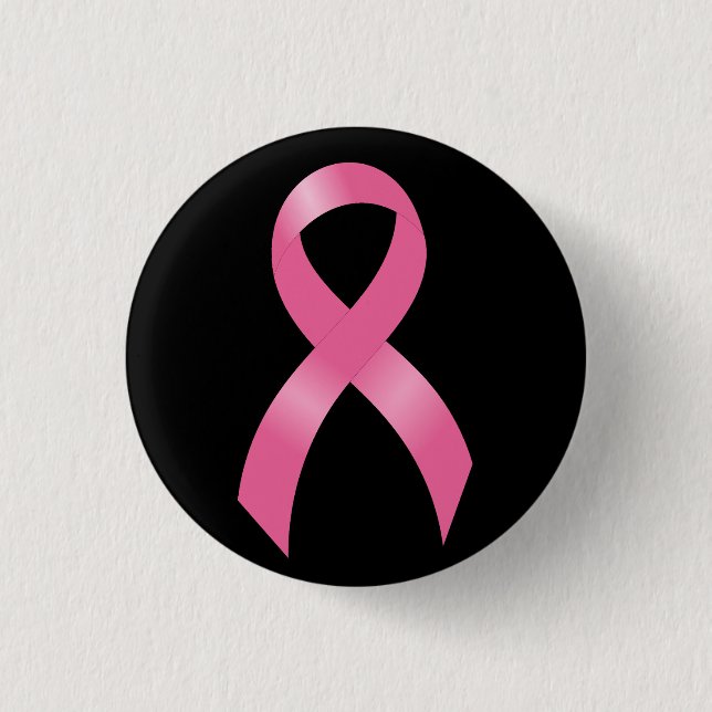 Pink Ribbon Breast Cancer Awareness 1 Inch Round Button (Front)