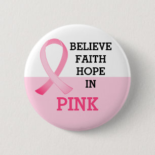 Pink Ribbon Breast Cancer Awareness  2 Inch Round Button