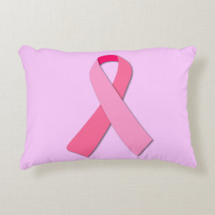 Pink Ribbon Breast Cancer Awareness Art Accent Pillow