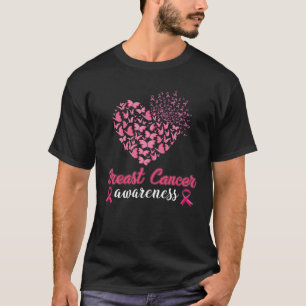 Pink Ribbon Breast Cancer Awareness Butterfly Hear T-Shirt