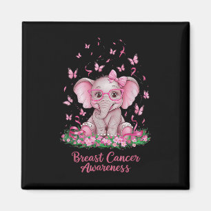 Pink Ribbon Breast Cancer Awareness Cure Elephant Magnet