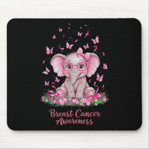 Pink Ribbon Breast Cancer Awareness Cure Elephant Mouse Pad
