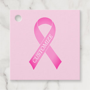 Pink ribbon breast cancer awareness custom favour tags