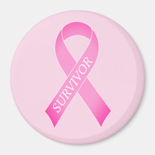 Pink ribbon breast cancer awareness custom round magnet