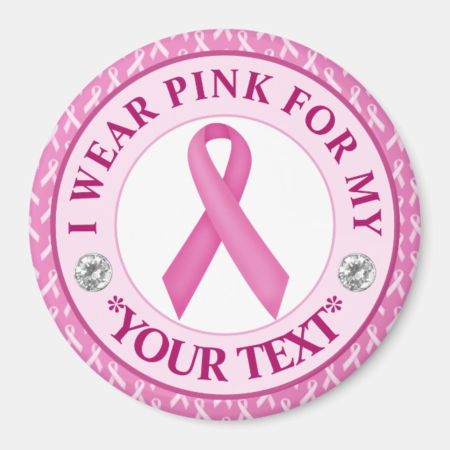 Pink Ribbon Breast Cancer Awareness Design Magnet (Front)