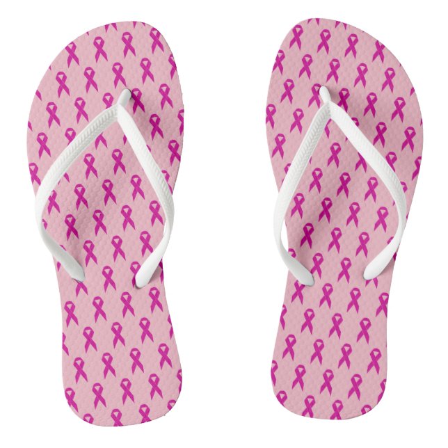 Pink Ribbon Breast Cancer Awareness Flip Flops (Footbed)