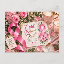 Pink Ribbon Breast Cancer Awareness Floral