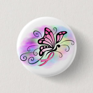 pink ribbon breast cancer awareness hope design 1 inch round button