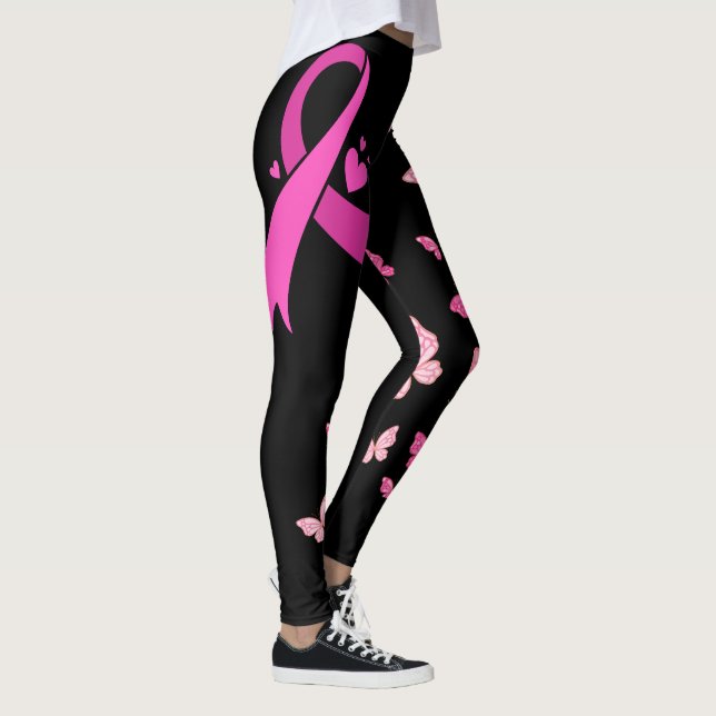 Pink Ribbon Breast cancer Awareness  Leggings (Right)