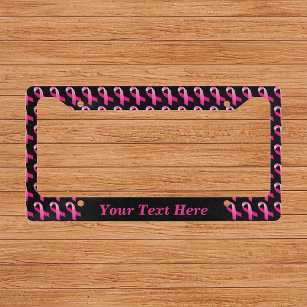 Pink Ribbon Breast Cancer Awareness License Plate  License Plate Frame