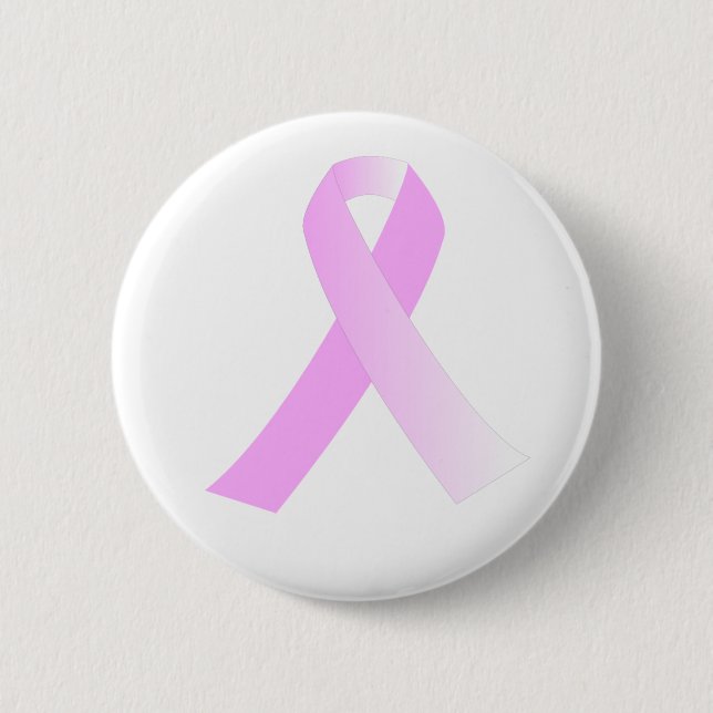 Pink Ribbon Breast Cancer Awareness Pin Button (Front)