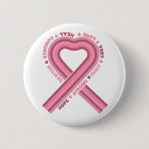 Pink Ribbon Breast Cancer Awareness Retro 2 Inch Round Button
