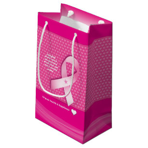 Pink Ribbon Breast Cancer Awareness Self-Care Love Small Gift Bag