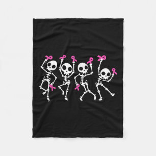 Pink Ribbon Breast Cancer Awareness Skeleton Fleece Blanket