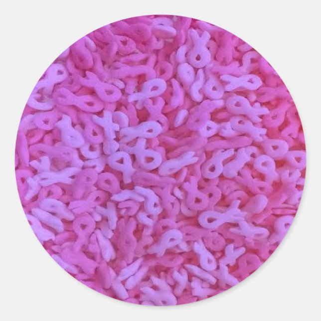 Pink Ribbon breast cancer awareness sprinkles Classic Round Sticker (Front)