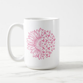 Pink Ribbon Breast Cancer Awareness Sunflower Coffee Mug