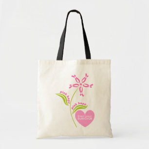Pink Ribbon Breast Cancer Awareness Survivor Tote Bag