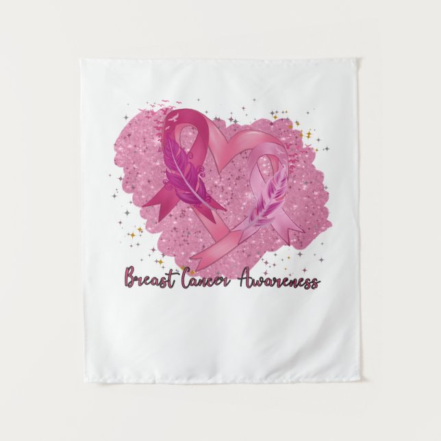 Pink Ribbon Breast Cancer Awareness Tapestry (Front)